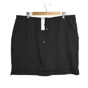 Chico's Zenergy Mesh Trim Skort Women 3 Black Elastic Waist Drawstring 570281205